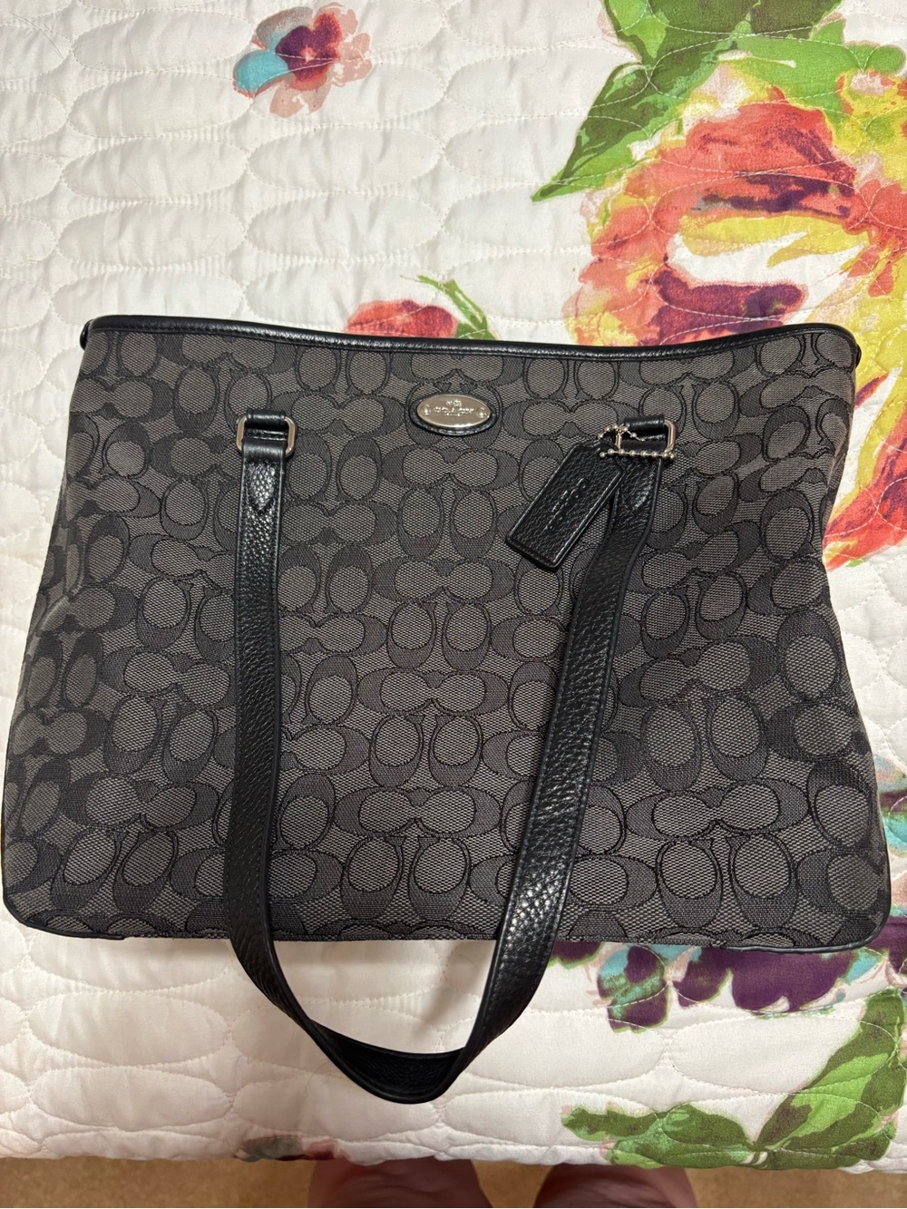 Coach Black Signature Canvas Shoulder Purse